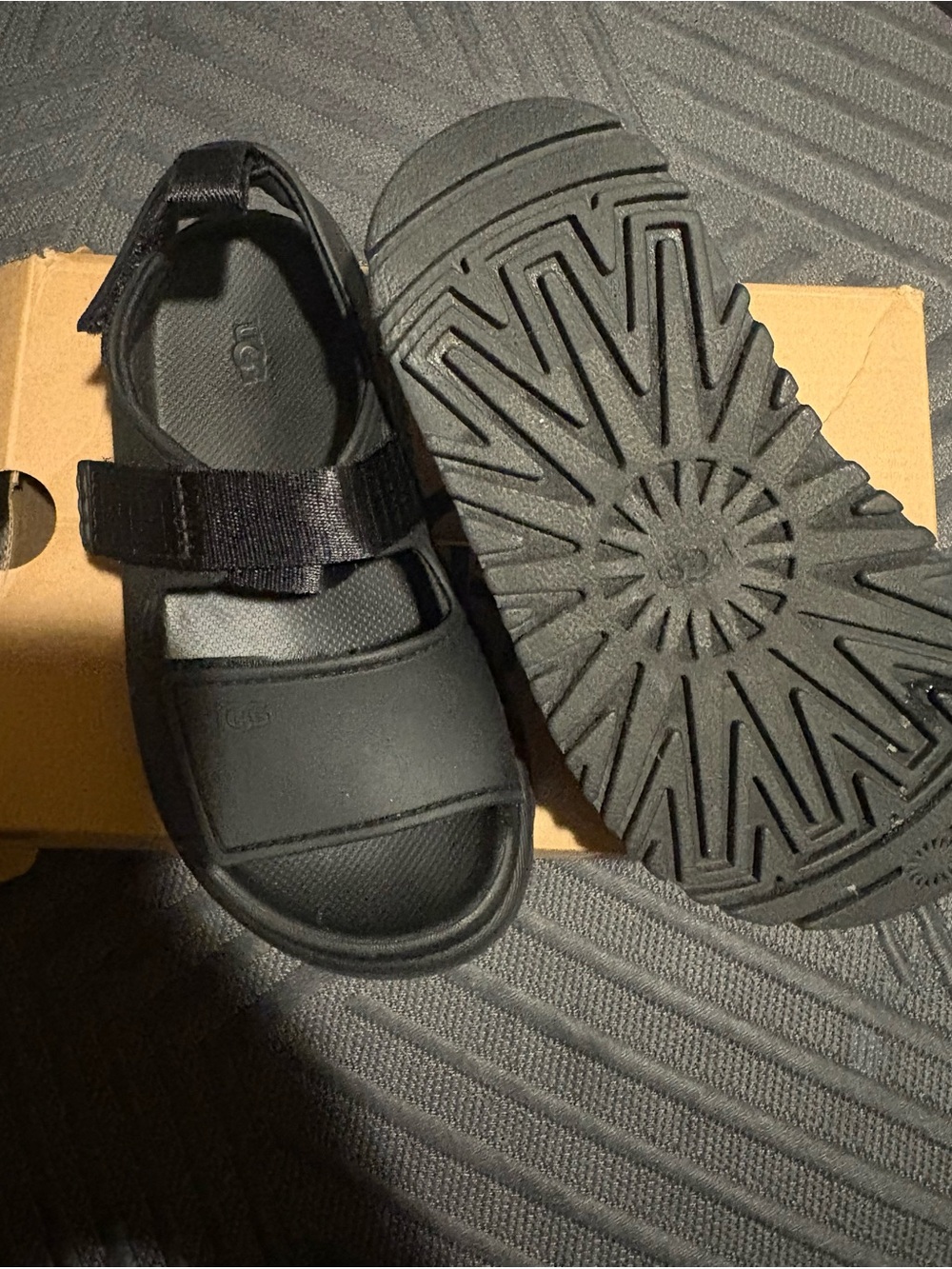 UGG Kids Black Strap Sandals
